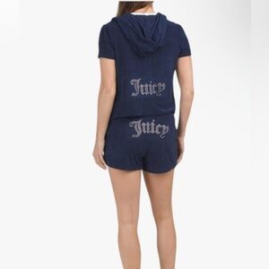 🌺NWT JUICY COUTURE NAVY BLUE TERRY CLOTH SHORT SET SIZE LARGE🌺